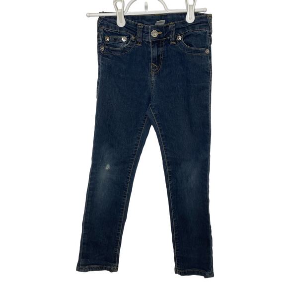 True Religion Jeans Girls 7 Denim Straight Leg Snap Pockets - Picture 1 of 6